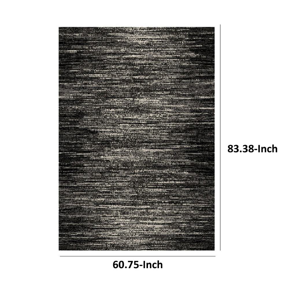 Rebecca 5 x 7 Area Rug,  Black White Refined Stripe Pattern, Soft Pile - BM318348