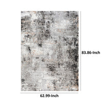 Ley 5 x 7 Area Rug, Abstract Pattern, Polyester, Jute, Black Gray White - BM318349