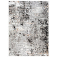 Ley 5 x 7 Area Rug, Abstract Pattern, Polyester, Jute, Black Gray White - BM318349