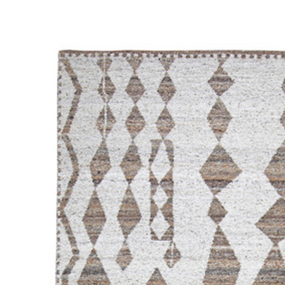 Betty 8 x 10 Area Rug, Geometric Pattern, Beige Brown Polyester, Cotton - BM318351