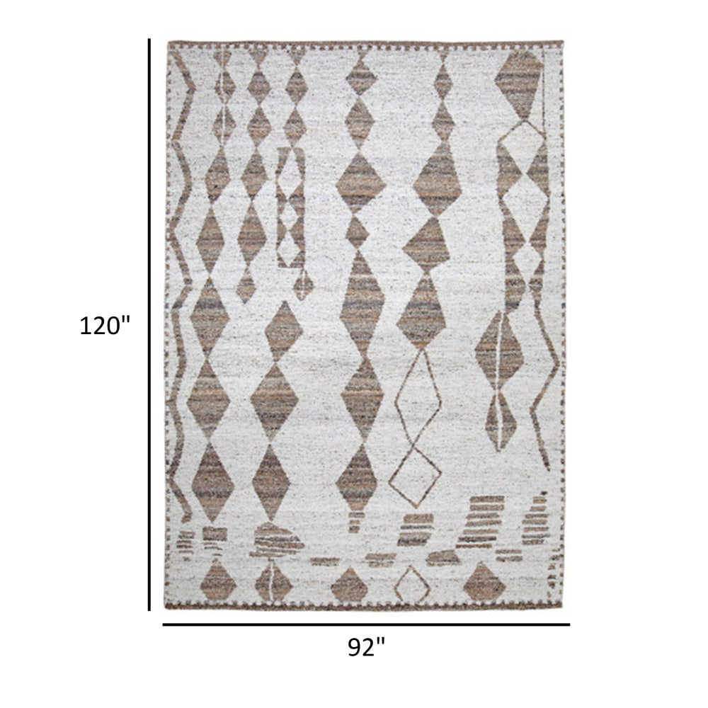 Betty 8 x 10 Area Rug, Geometric Pattern, Beige Brown Polyester, Cotton - BM318351