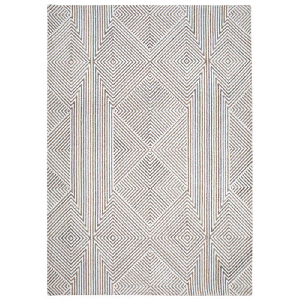 Glam 8 x 10 Area Rug, Geometric Pattern, Tufted Gray White Polyester, Wool - BM318353