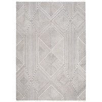 Glam 5 x 7 Area Rug, Geometric Pattern, Tufted Gray White Polyester, Wool - BM318354