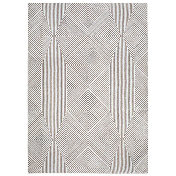 Glam 5 x 7 Area Rug, Geometric Pattern, Tufted Gray White Polyester, Wool - BM318354