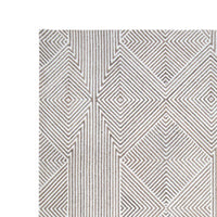 Glam 5 x 7 Area Rug, Geometric Pattern, Tufted Gray White Polyester, Wool - BM318354