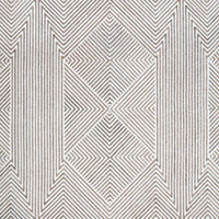 Glam 5 x 7 Area Rug, Geometric Pattern, Tufted Gray White Polyester, Wool - BM318354