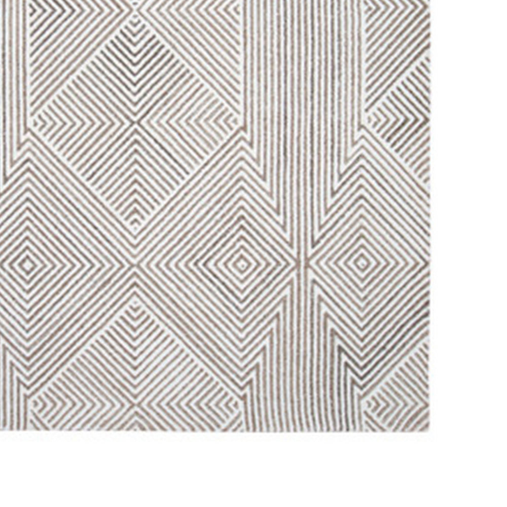 Glam 5 x 7 Area Rug, Geometric Pattern, Tufted Gray White Polyester, Wool - BM318354