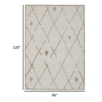 Hima 8 x 10 Area Rug, Geometric Pattern, Hand Tufted Gray Wool Cotton Back - BM318355