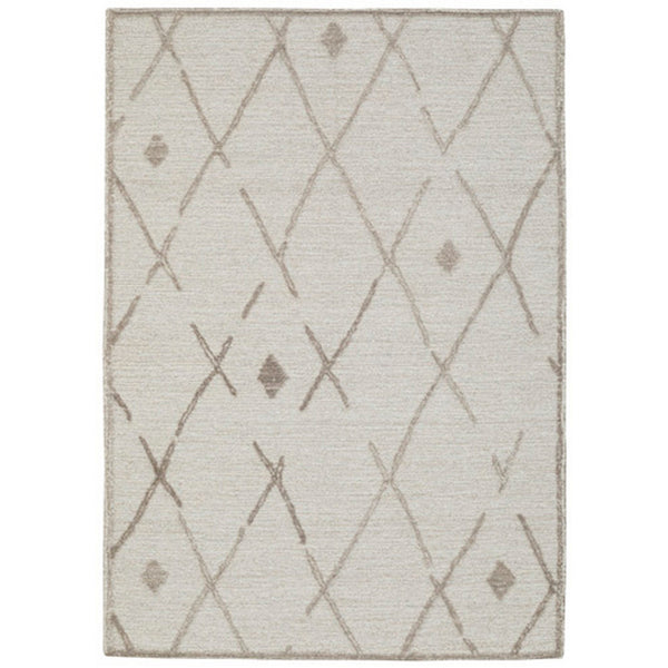 Hima 8 x 10 Area Rug, Geometric Pattern, Hand Tufted Gray Wool Cotton Back - BM318355