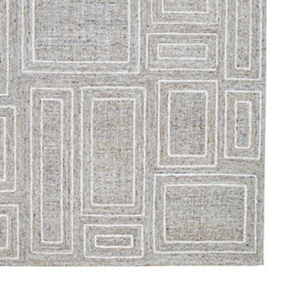 Bora 5 x 7 Area Rug, Geometric Pattern, Polyester Gray White Wool, Cotton - BM318361