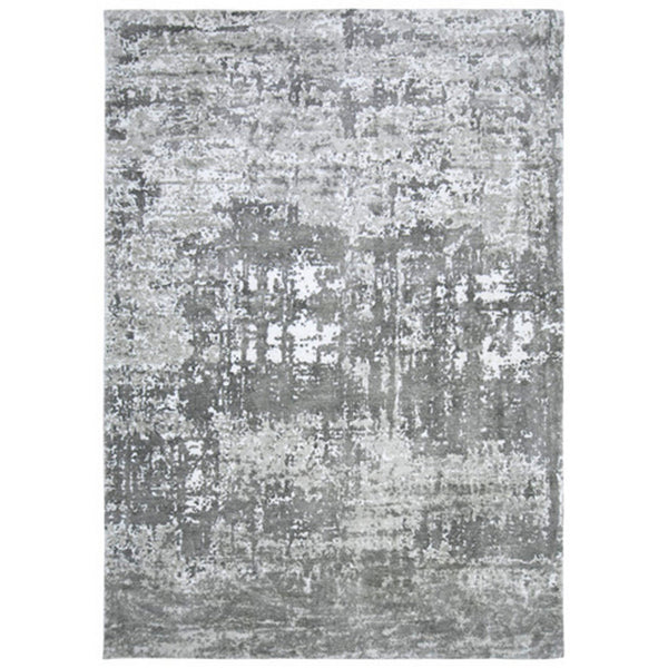 Monty 8 x 10 Area Rug, Abstract Pattern, Gray Ivory Polyester, Cotton Back - BM318362