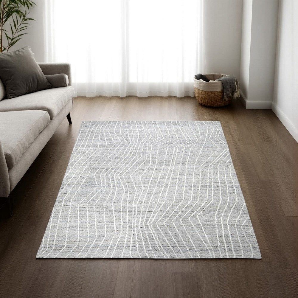 Monty 5 x 7 Area Rug, Abstract Pattern, Gray, Ivory Polyester, Cotton Back - BM318363