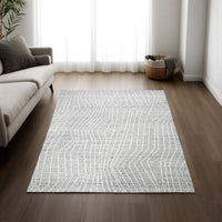 Monty 5 x 7 Area Rug, Abstract Pattern, Gray, Ivory Polyester, Cotton Back - BM318363