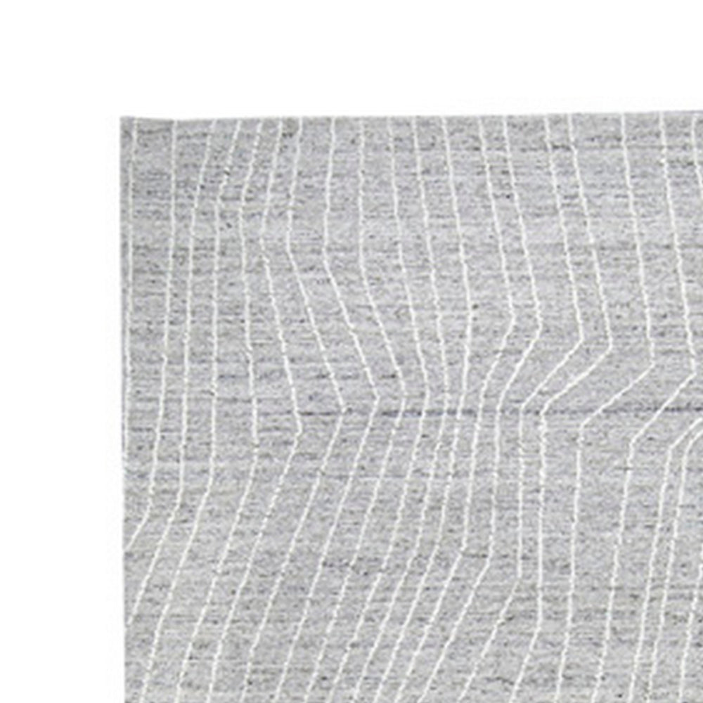 Veer 5 x 7 Area Rug, Linear Abstract Pattern, Polyester, Wool, Gray, Ivory - BM318365