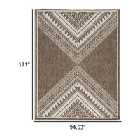 John 8 x 10 Area Rug, Indoor Outdoor, Tribal Prints, Brown, White Polyester - BM318368