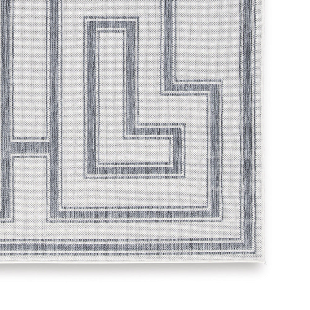 Martina 8 x 10 Area Rug, Indoor Outdoor Greek Key Design, Gray and Ivory - BM318369