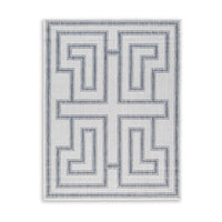 Martina 5 x 7 Area Rug, Indoor Outdoor Greek Key Design, Gray and Ivory - BM318370