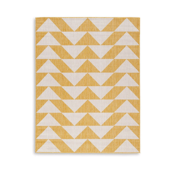 Hamley 8 x 10 Area Rug, Indoor Outdoor, Geometric Prints, Yellow, White - BM318371