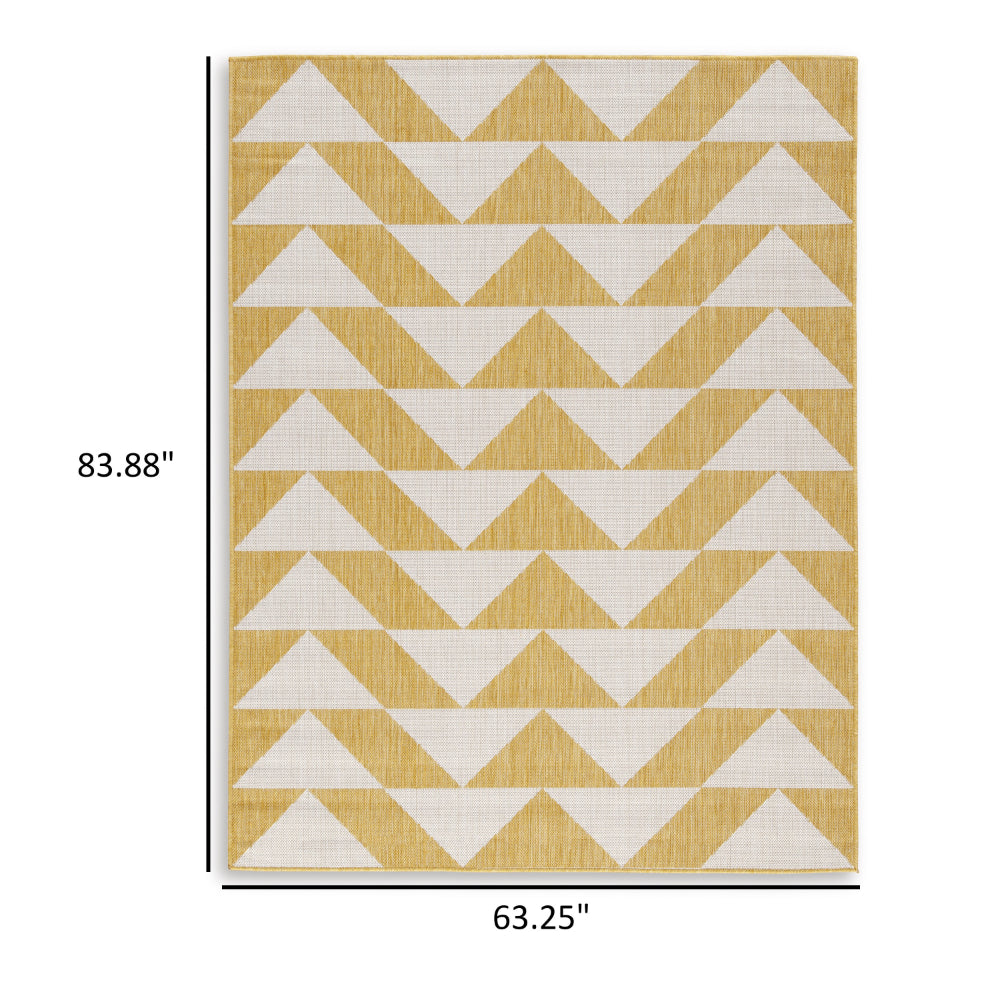 Hamley 5 x 7 Area Rug, Indoor Outdoor, Geometric Prints, Yellow, White - BM318372