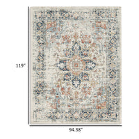 Jerry 8 x 10 Area Rug, Indoor Outdoor, Medallion, Polyester, Ivory Orange - BM318373