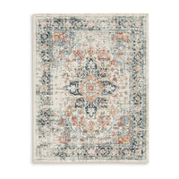 Jerry 8 x 10 Area Rug, Indoor Outdoor, Medallion, Polyester, Ivory Orange - BM318373