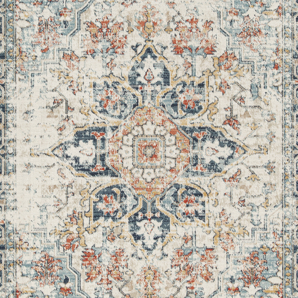 Jerry 5 x 7 Area Rug, Indoor Outdoor, Medallion, Polyester, Ivory Orange - BM318374