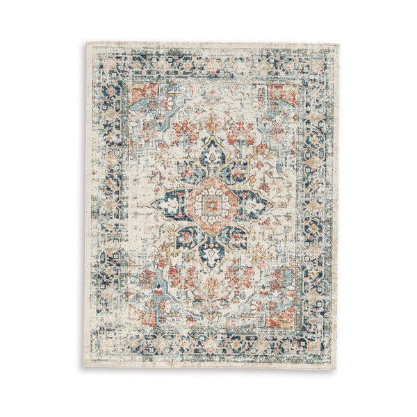 Jerry 5 x 7 Area Rug, Indoor Outdoor, Medallion, Polyester, Ivory Orange - BM318374