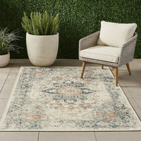 Jerry 5 x 7 Area Rug, Indoor Outdoor, Medallion, Polyester, Ivory Orange - BM318374