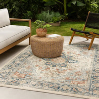 Jerry 5 x 7 Area Rug, Indoor Outdoor, Medallion, Polyester, Ivory Orange - BM318374