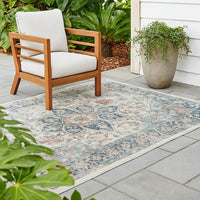 Jerry 5 x 7 Area Rug, Indoor Outdoor, Medallion, Polyester, Ivory Orange - BM318374