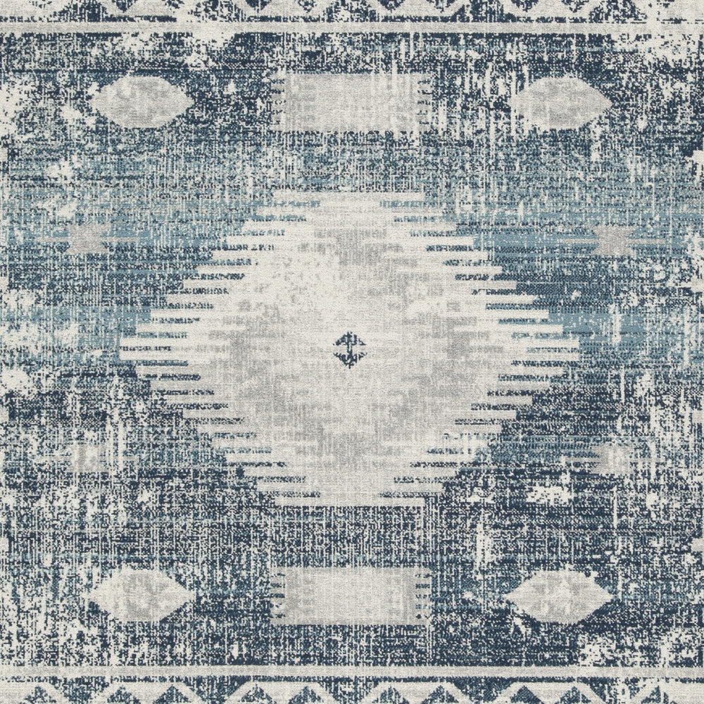 Daisy 8 x 10 Area Rug, Indoor Outdoor Persian Pattern, Polyester Gray, Blue - BM318375