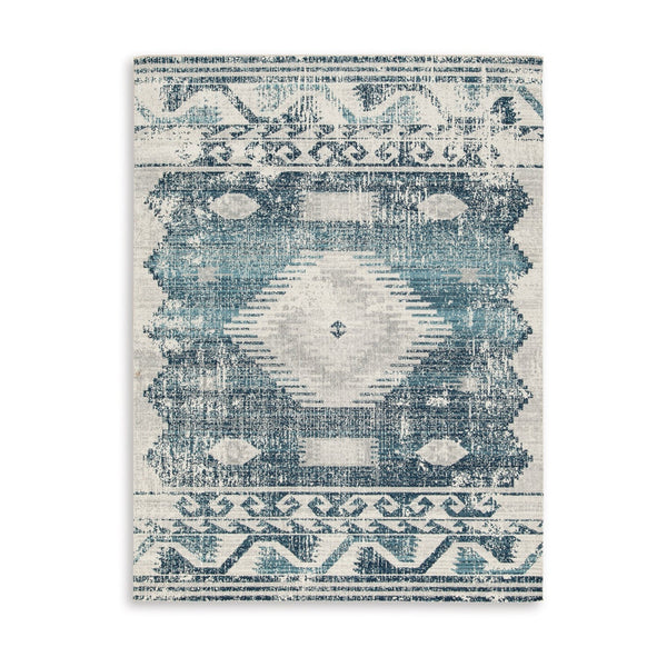 Daisy 5 x 7 Area Rug, Indoor Outdoor, Persian Pattern, Polyester Gray, Blue - BM318376