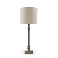 Leve 33 Inch Accent Lamp, Drum Hardback Shade, Gray Turned Metal Base - BM318379