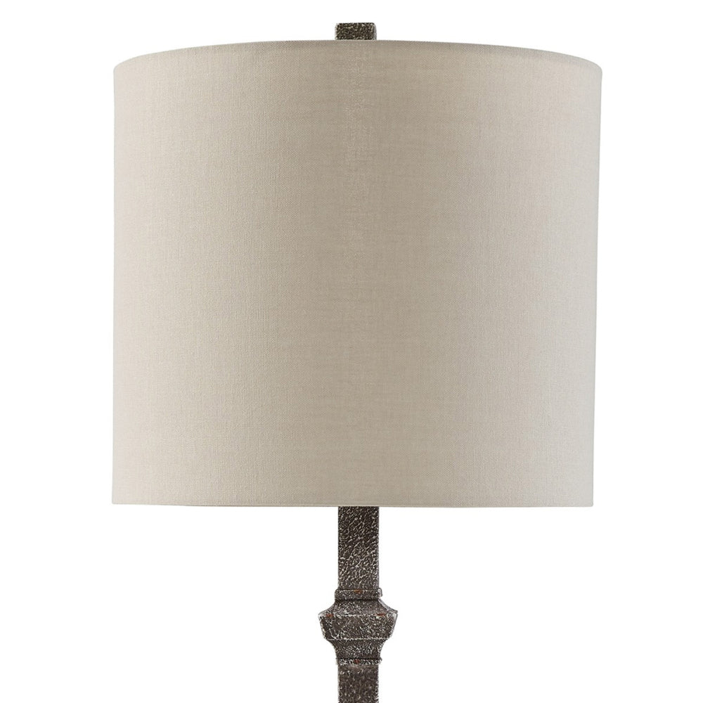 Leve 33 Inch Accent Lamp, Drum Hardback Shade, Gray Turned Metal Base - BM318379