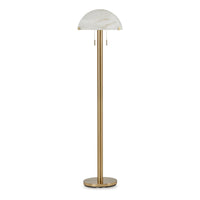 Sein 62 Inch Floor Lamp, Double Pull Chain Switch, Glass Dome Shade, Brass - BM318380