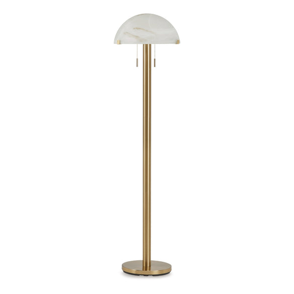 Sein 62 Inch Floor Lamp, Double Pull Chain Switch, Glass Dome Shade, Brass - BM318380