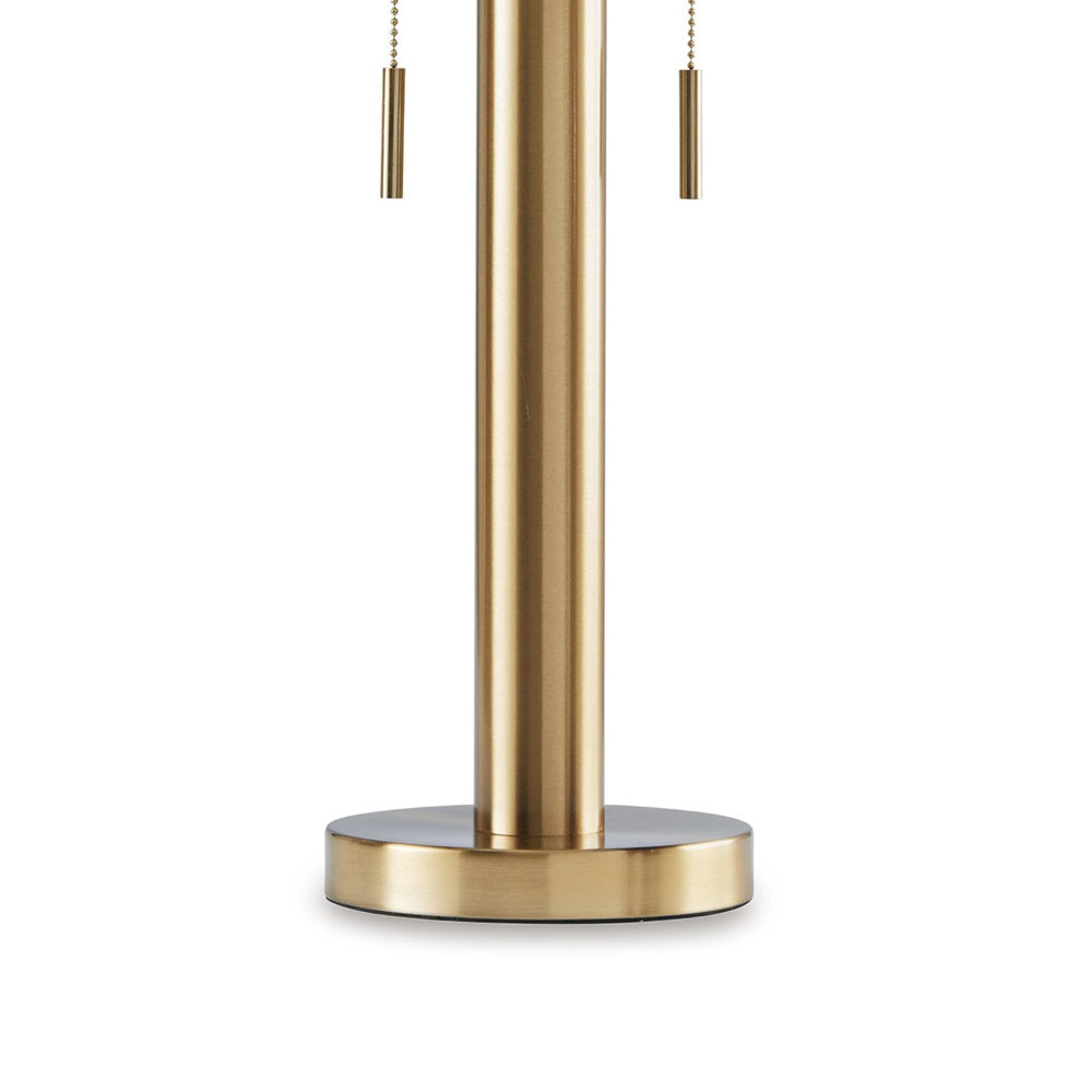 Sein 22 Inch Table Lamp, Double Pull Chain Switch, Glass Dome Shade, Brass - BM318381