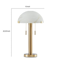 Sein 22 Inch Table Lamp, Double Pull Chain Switch, Glass Dome Shade, Brass - BM318381