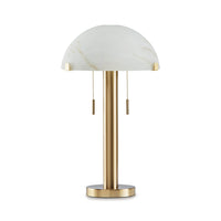 Sein 22 Inch Table Lamp, Double Pull Chain Switch, Glass Dome Shade, Brass - BM318381