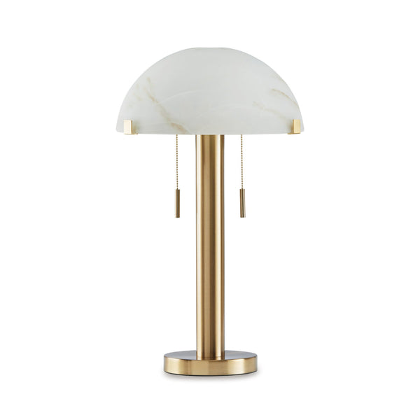 Sein 22 Inch Table Lamp, Double Pull Chain Switch, Glass Dome Shade, Brass - BM318381