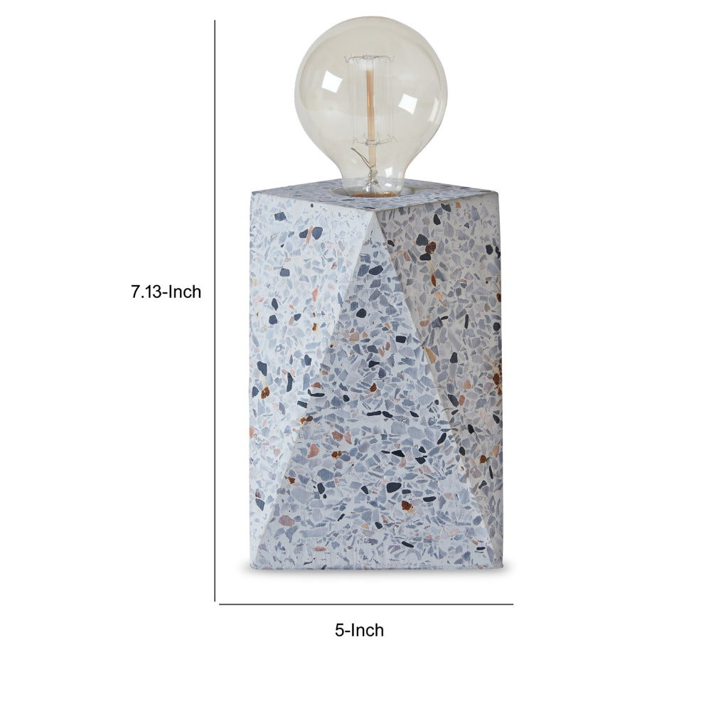 Joen 7 Inch Modern Small Table Lamp, Solid Stone Sculpture, White Terrazzo - BM318382