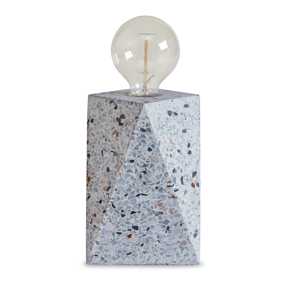 Joen 7 Inch Modern Small Table Lamp, Solid Stone Sculpture, White Terrazzo - BM318382