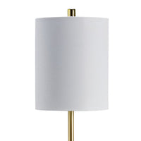 Joen 31 Inch Modern Table Lamp, Round White Terrazzo Base, Gold Brass Metal - BM318383