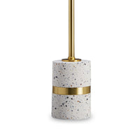 Joen 31 Inch Modern Table Lamp, Round White Terrazzo Base, Gold Brass Metal - BM318383