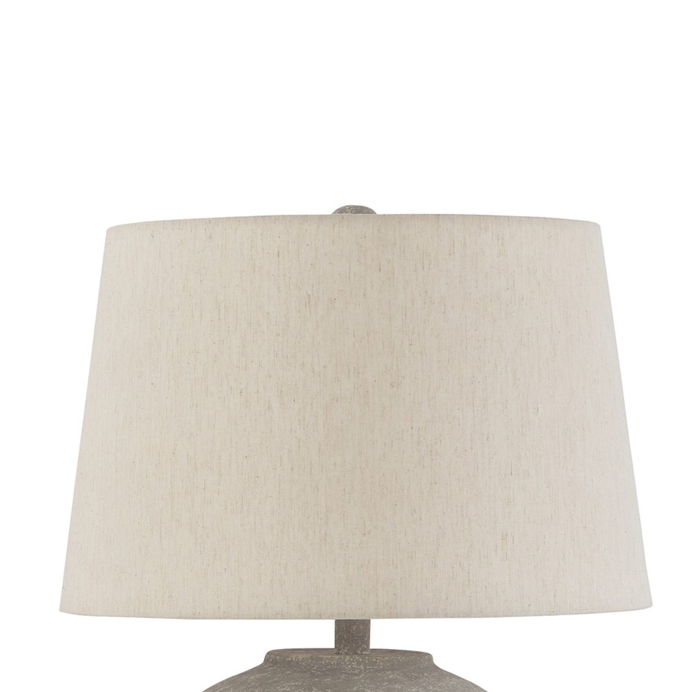 Waer 26 Inch Table Lamp, Classic Gray Pot Style Base, White Drum Shade - BM318385