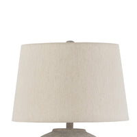 Waer 26 Inch Table Lamp, Classic Gray Pot Style Base, White Drum Shade - BM318385