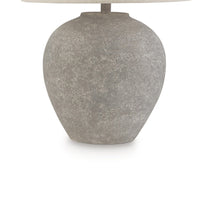 Waer 26 Inch Table Lamp, Classic Gray Pot Style Base, White Drum Shade - BM318385