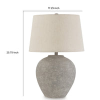 Waer 26 Inch Table Lamp, Classic Gray Pot Style Base, White Drum Shade - BM318385