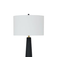 Boe 69 Inch Floor Lamp, White Drum Shade, Black Tapered Cone Resin Base - BM318388