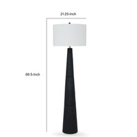 Boe 69 Inch Floor Lamp, White Drum Shade, Black Tapered Cone Resin Base - BM318388